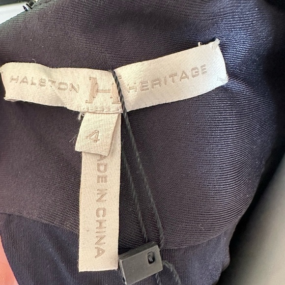 Halston HERITAGE BLACK CRISS CROSS STRAPS FLOOR LENGTH GOWN SIZE 4 - Picture 9 of 12